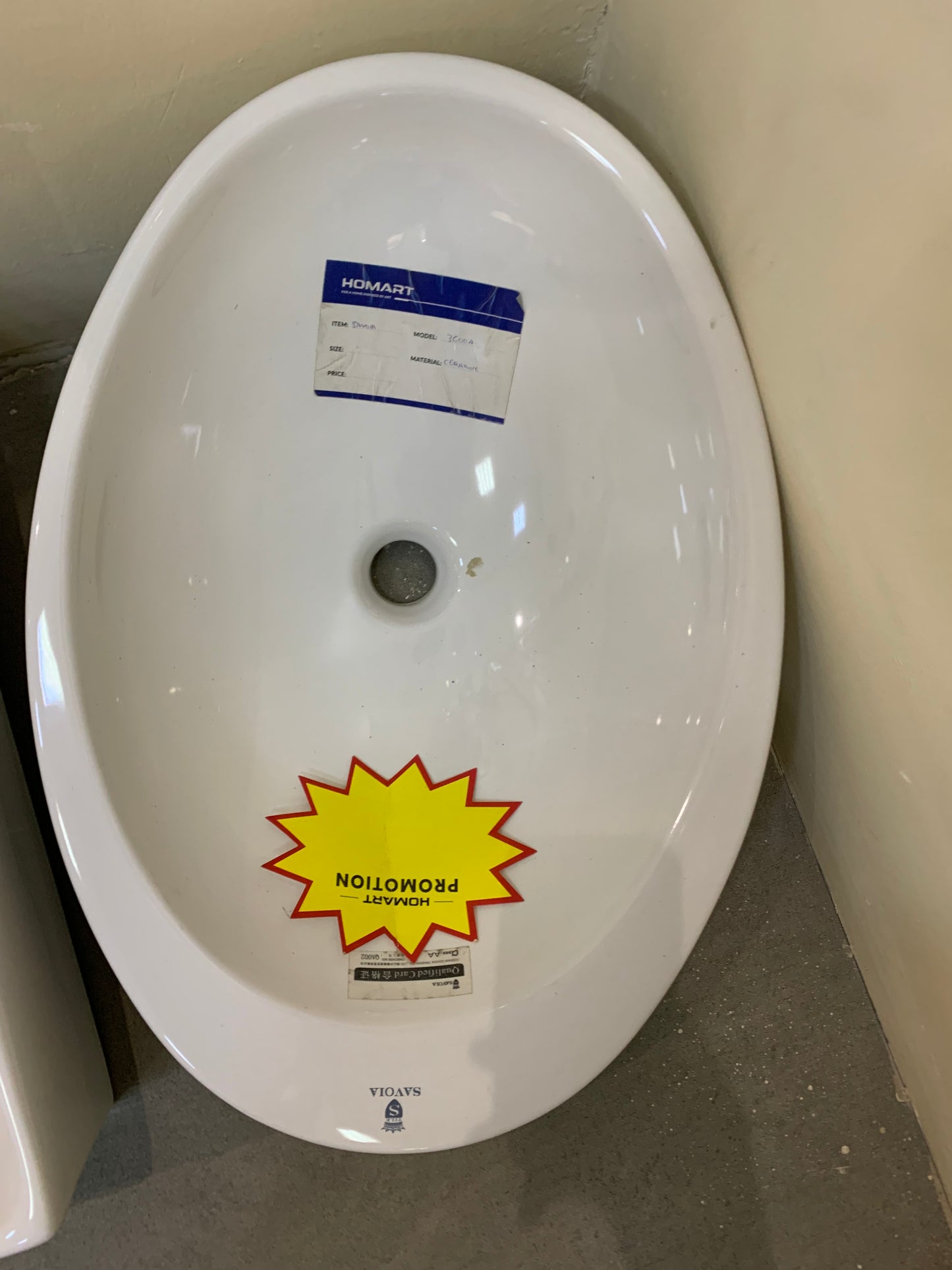 Savoia ceramic oval basin
